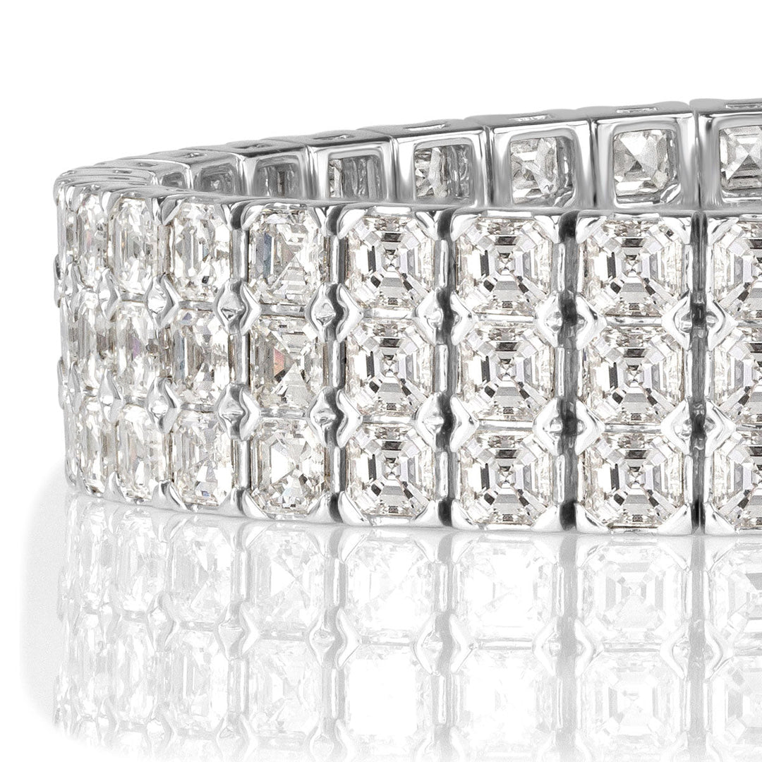 21.72ct Asscher Cut Lab Diamond Tennis Bracelet