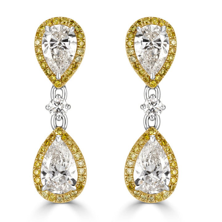 3.29ct Pear Shaped Lab Diamond Dangle Earrings