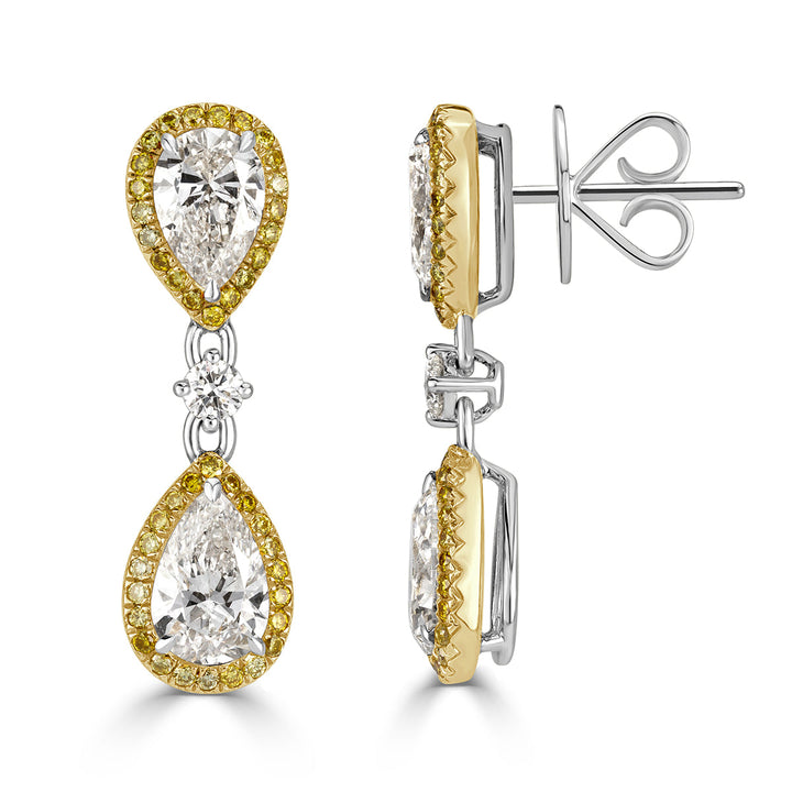 3.29ct Pear Shaped Lab Diamond Dangle Earrings