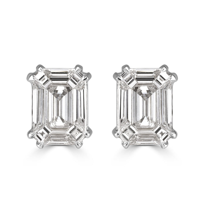 0.48ct Emerald Cut Mosaic Lab Diamond Stud Earrings