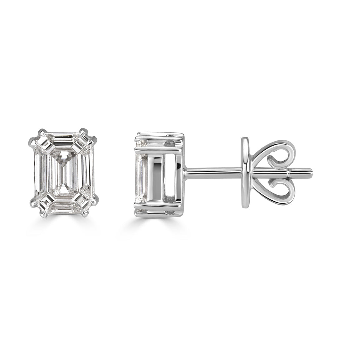 0.48ct Emerald Cut Mosaic Lab Diamond Stud Earrings