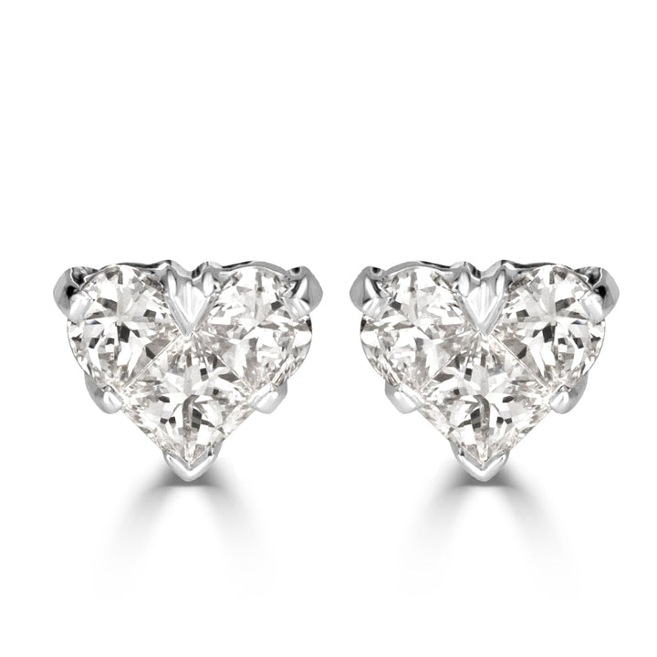 0.59ct Heart Shaped Mosaic Lab Diamond Stud Earrings