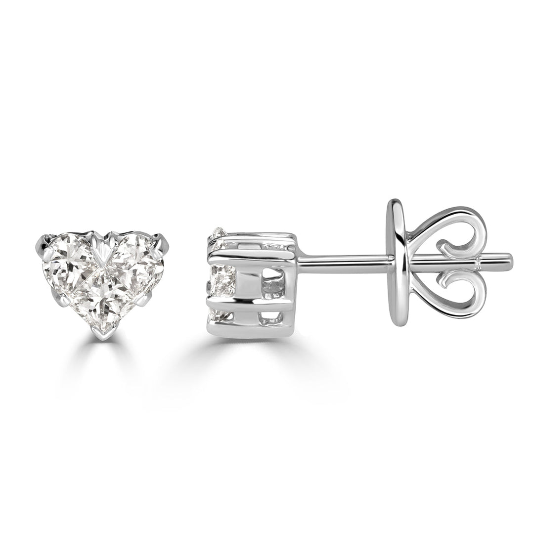 0.59ct Heart Shaped Mosaic Lab Diamond Stud Earrings