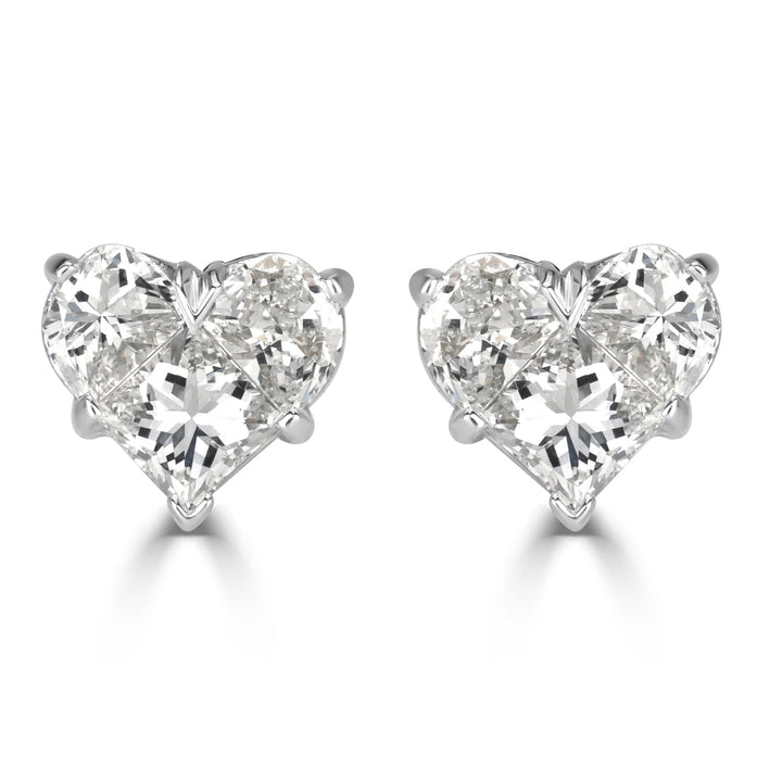 0.95ct Heart Shaped Mosaic Lab Diamond Stud Earrings