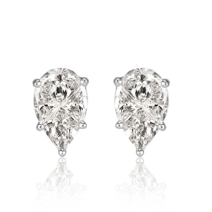 0.72ct Pear Shaped Mosaic Lab Diamond Stud Earrings