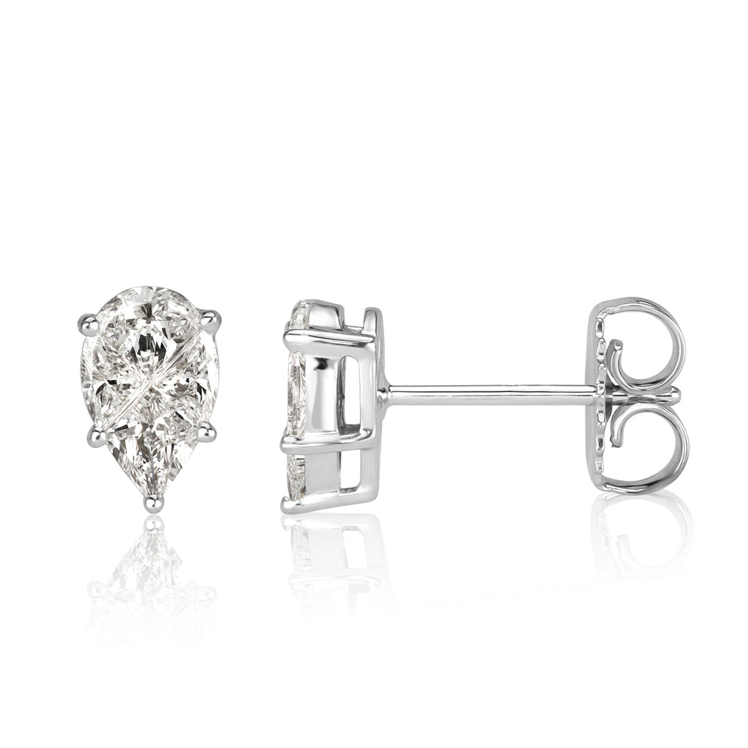 0.72ct Pear Shaped Mosaic Lab Diamond Stud Earrings