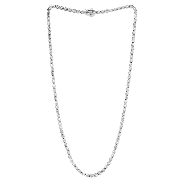 7.58ct Round Brilliant Cut Lab Diamond Tennis Necklace in 18k White Gold