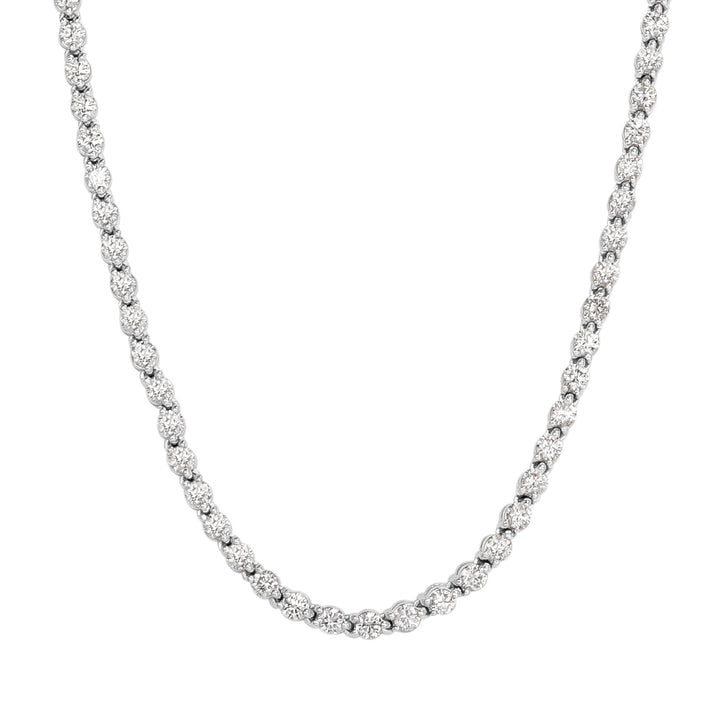 7.58ct Round Brilliant Cut Lab Diamond Tennis Necklace in 18k White Gold