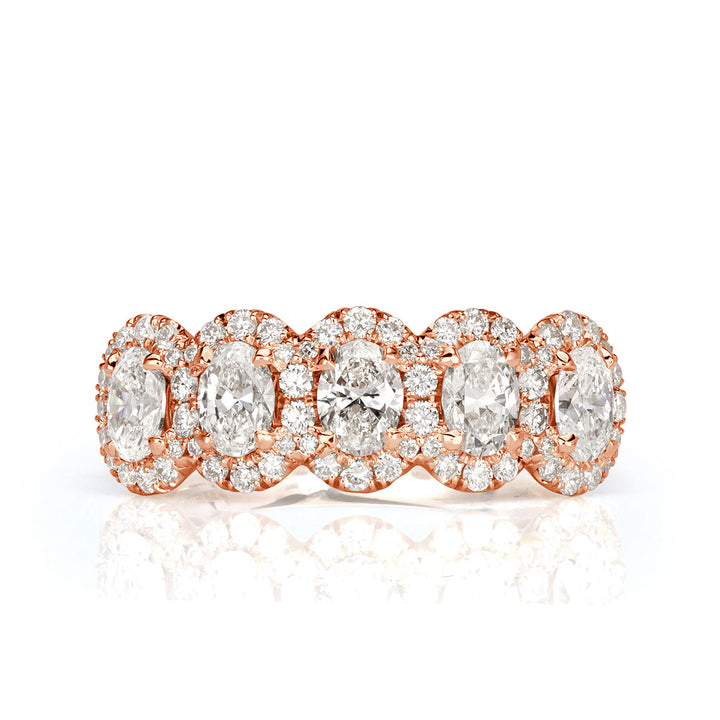 1.33ct Oval Cut Lab Diamond Five-Stone Ring in 18k Rose Gold