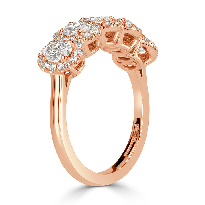 1.33ct Oval Cut Lab Diamond Five-Stone Ring in 18k Rose Gold