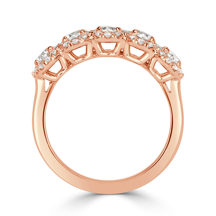 1.33ct Oval Cut Lab Diamond Five-Stone Ring in 18k Rose Gold