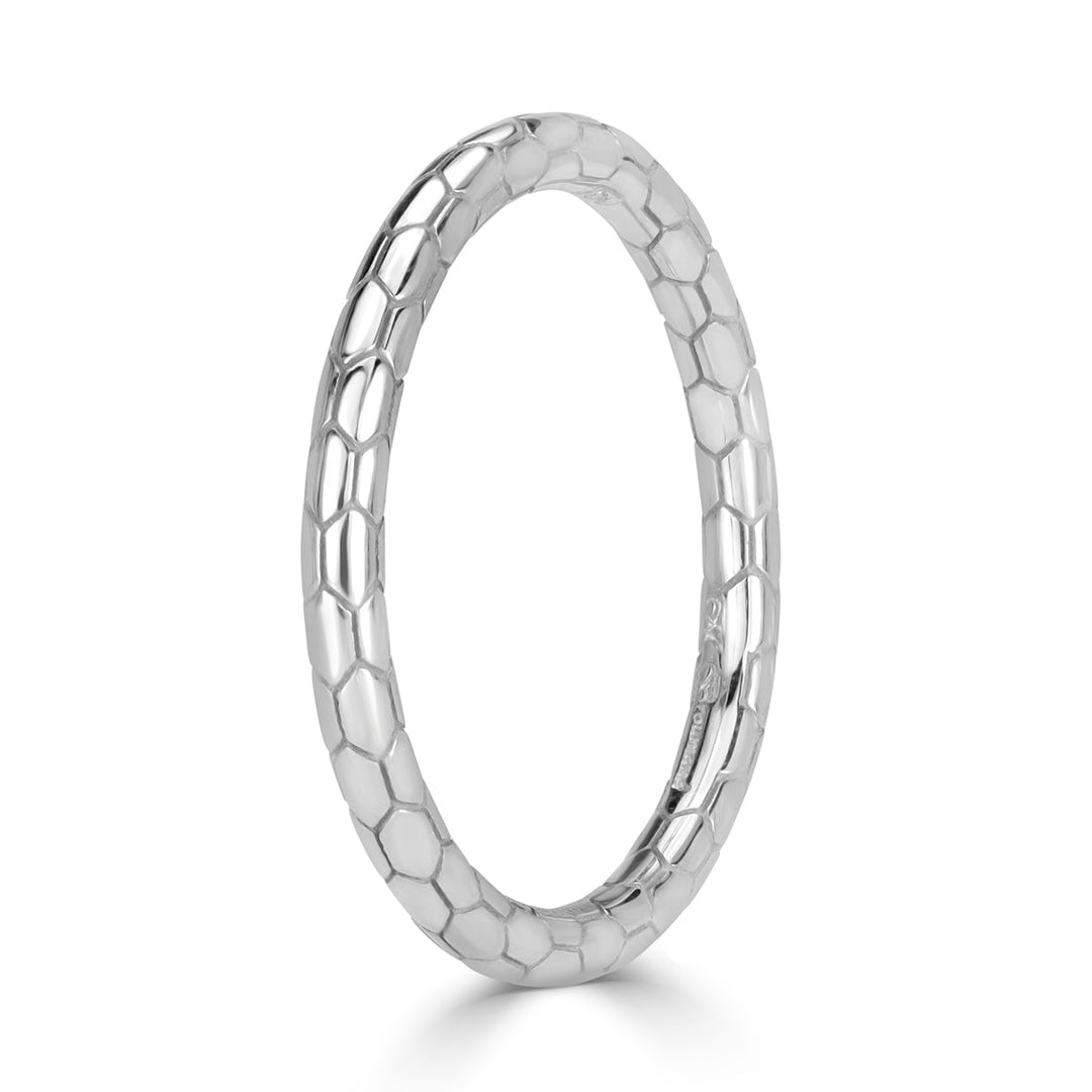 Scale Wedding Band in 18k White Gold