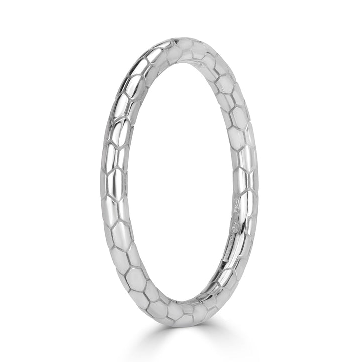 Scale Wedding Band in 18k White Gold