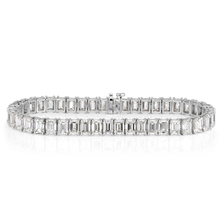 22.36ct Emerald Cut Lab Diamond Tennis Bracelet in 18k White Gold in 7'