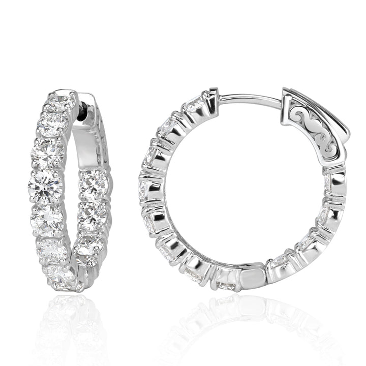 3.88ct Round Brilliant Cut Lab Diamond Hoop Earrings