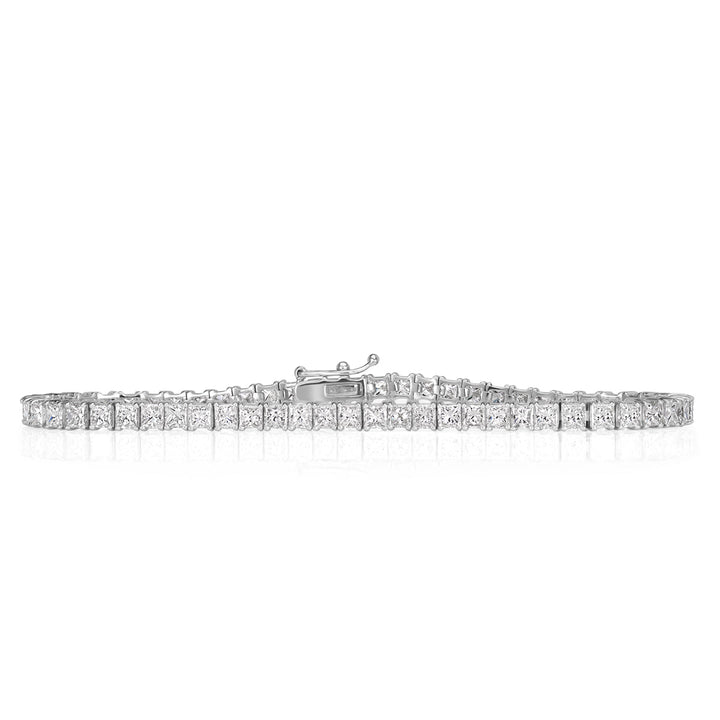 7.27ct Princess Cut Lab Diamond Tennis Bracelet in 14k White Gold