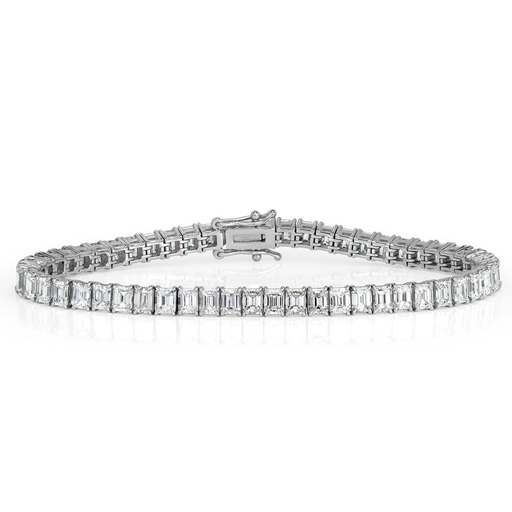 6.67ct Emerald Cut Lab Diamond Tennis Bracelet in 18k White Gold