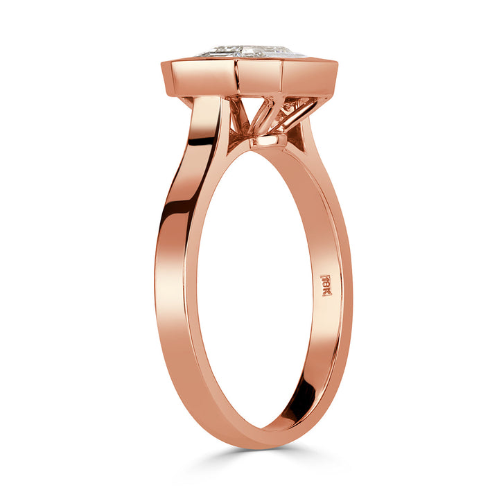 0.95ct Emerald and Trapezoid Cut Mosaic Lab Diamond Ring in 14k Rose Gold