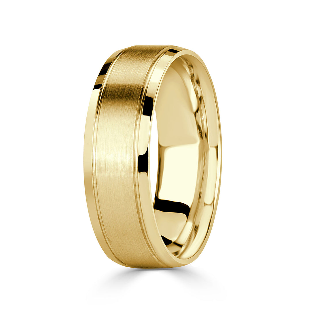 Men's Handmade Satin Finish Wedding Band in 14k Yellow Gold 7.0mm