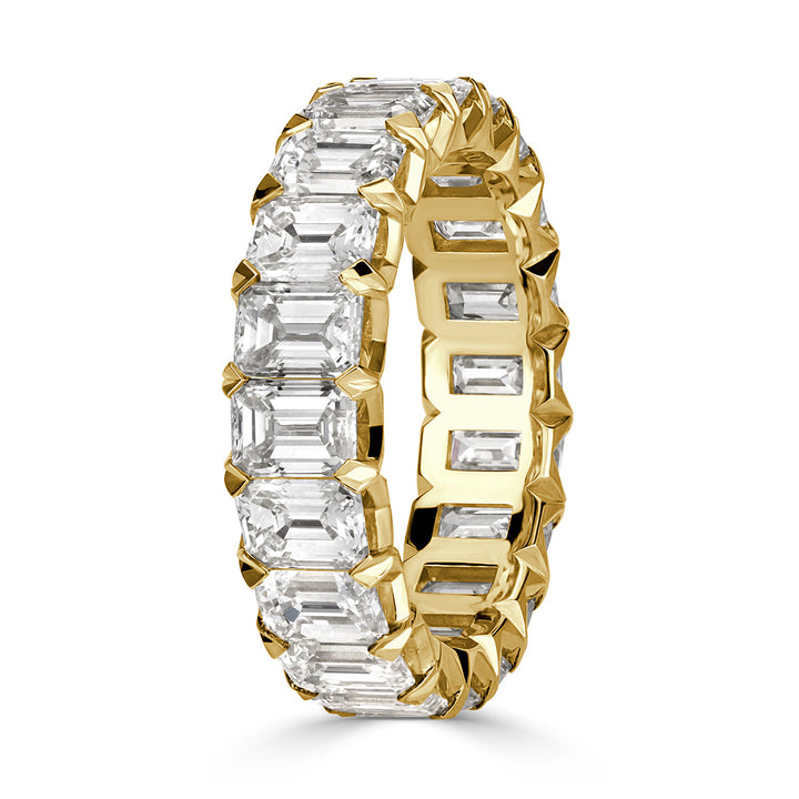 6.11ct Emerald Cut Lab Diamond Eternity Band in 18k Yellow Gold