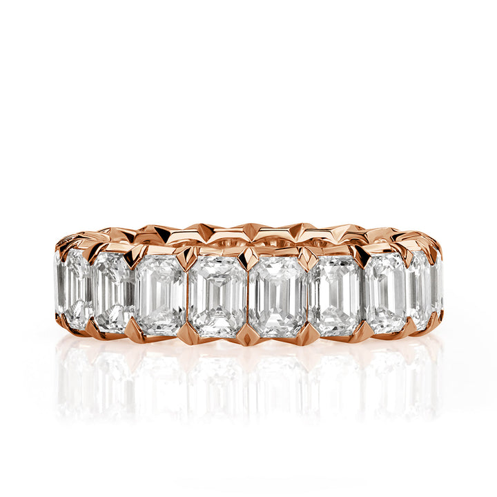 6.11ct Emerald Cut Lab Diamond Eternity Band in 18k Rose Gold