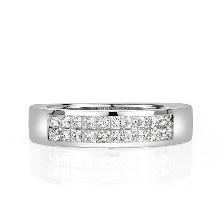 1.00ct Princess Cut Two-Row Lab Diamond Men's Wedding Band