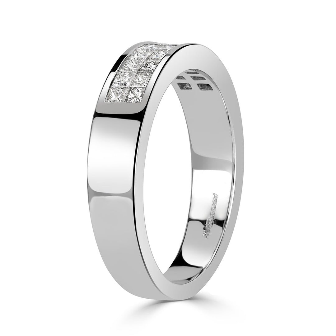 1.00ct Princess Cut Two-Row Lab Diamond Men's Wedding Band