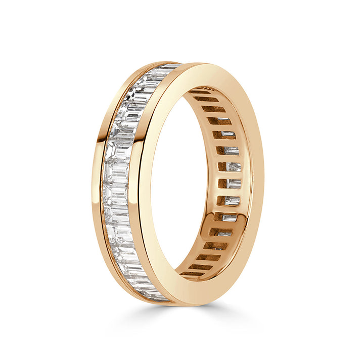 2.42ct Baguette Cut Lab Diamond Eternity Band in 18k Champagne Yellow Gold