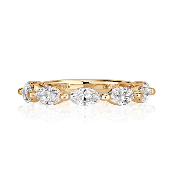 1.16ct Marquise Cut Lab Diamond Band in 18k Champagne Yellow Gold