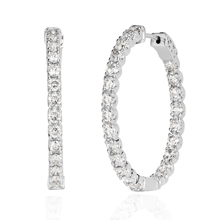 4.00ct Round Brilliant Cut Lab Diamond Hoop Earrings