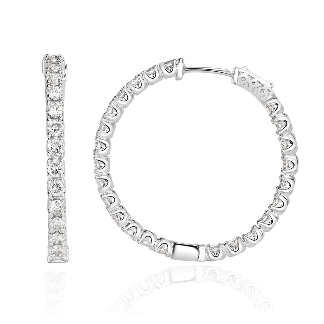 4.00ct Round Brilliant Cut Lab Diamond Hoop Earrings