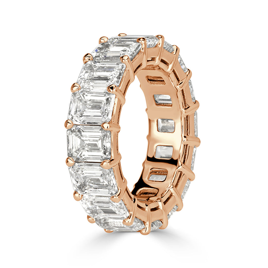 11.23ct Emerald Cut Lab Diamond Eternity Band in 18k Rose Gold