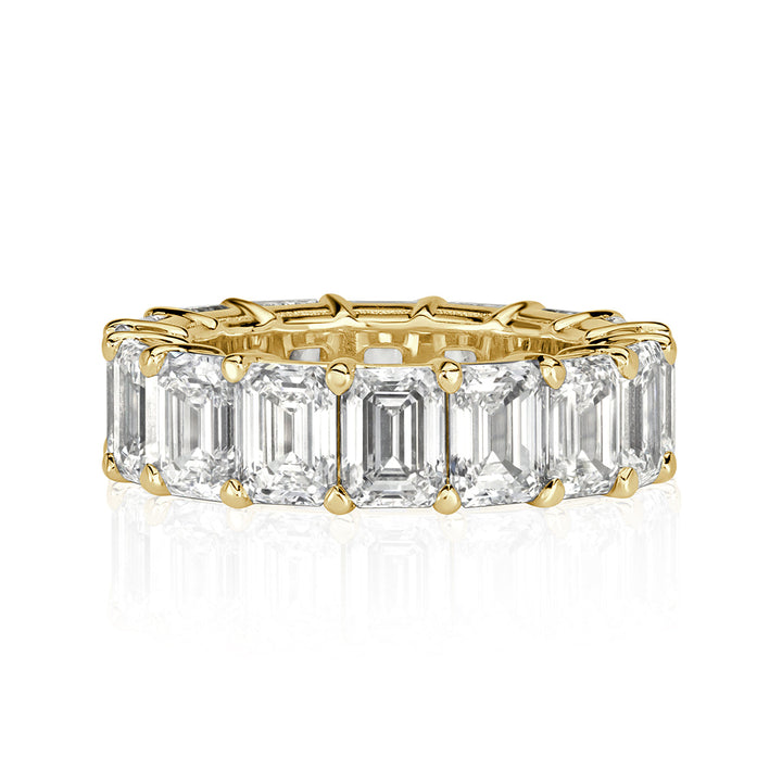 11.23ct Emerald Cut Lab Diamond Eternity Band in 18k Yellow Gold