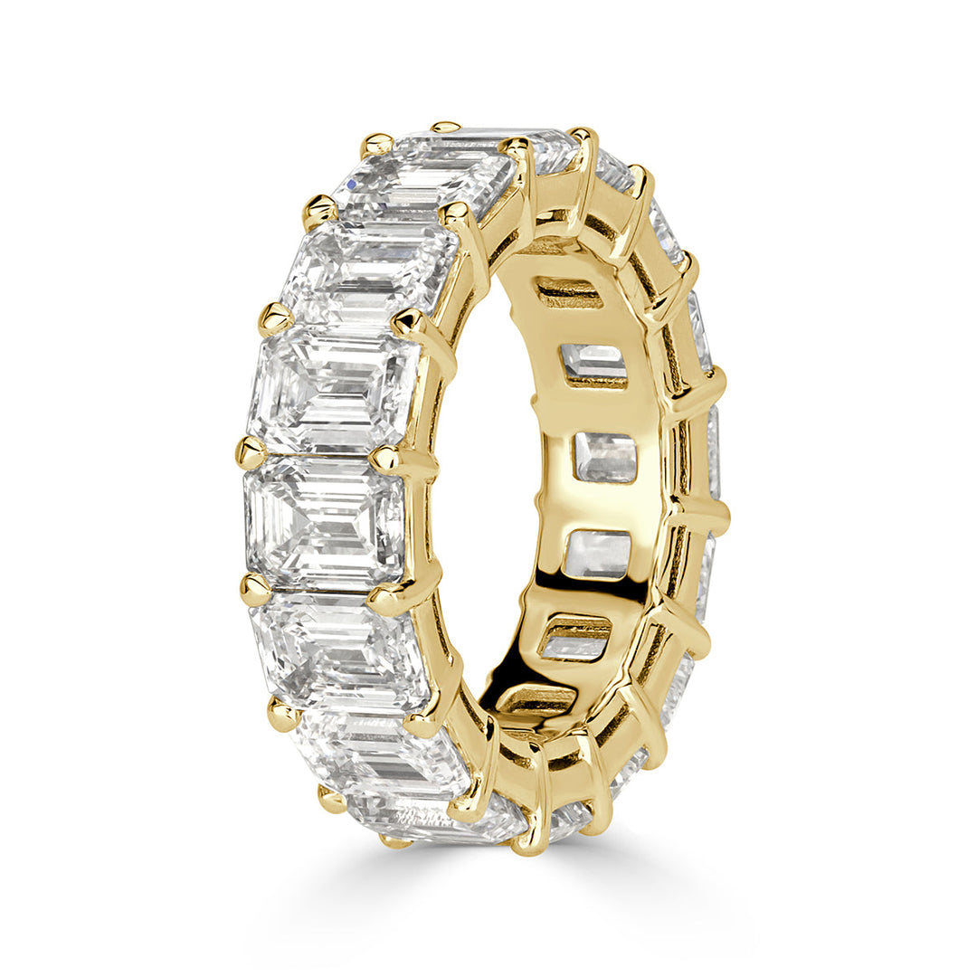 11.23ct Emerald Cut Lab Diamond Eternity Band in 18k Yellow Gold