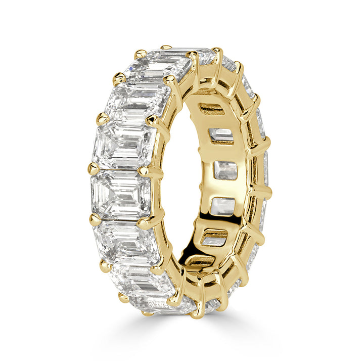 11.23ct Emerald Cut Lab Diamond Eternity Band in 18k Yellow Gold