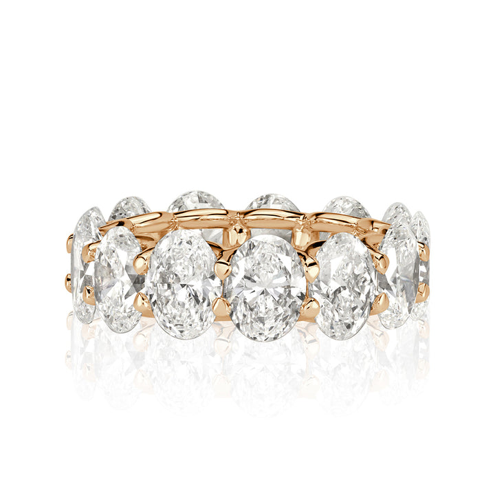 10.40ct Oval Cut Lab Diamond Eternity Band in 18k Champagne Yellow Gold