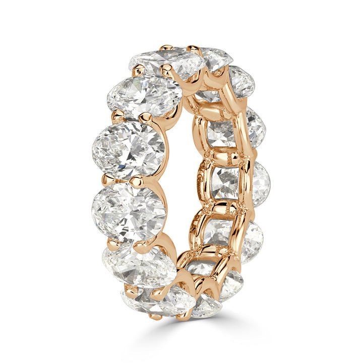 10.40ct Oval Cut Lab Diamond Eternity Band in 18k Champagne Yellow Gold