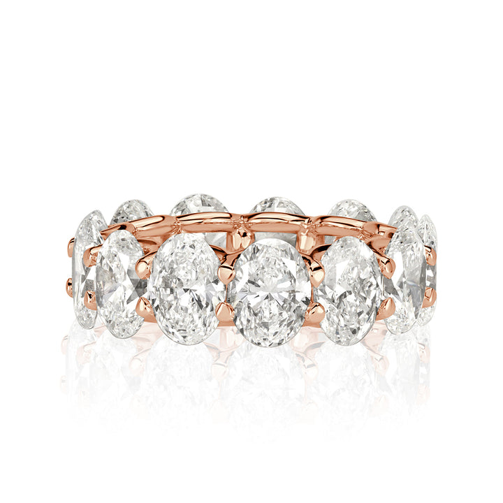 10.40ct Oval Cut Lab Diamond Eternity Band in 18k Rose Gold