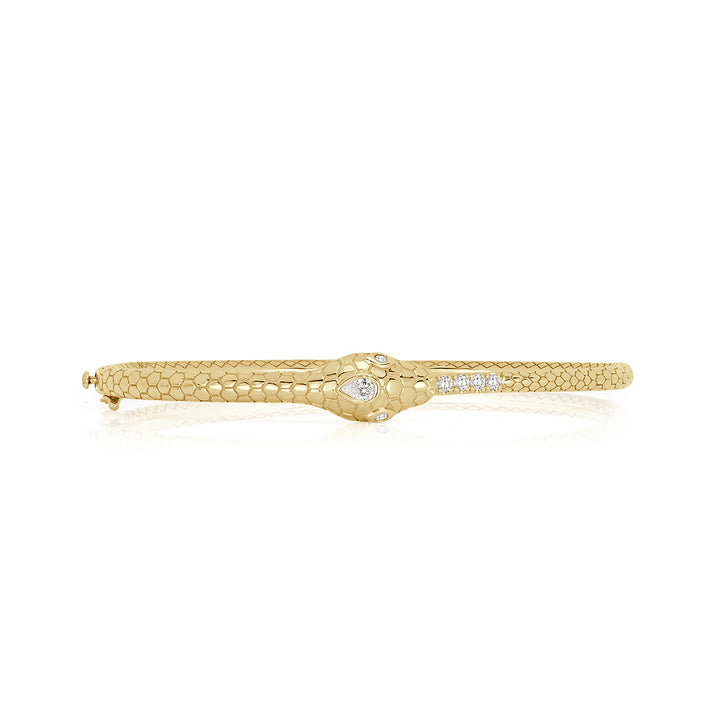 0.22ct Lab Diamond and Gemstone Ouroboros Bangle Bracelet in 18k Yellow Gold