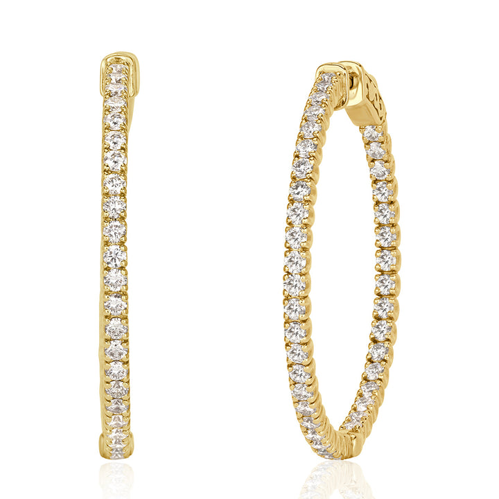 2.35ct Round Brilliant Cut Lab Diamond Hoop Earrings in 14k Yellow Gold