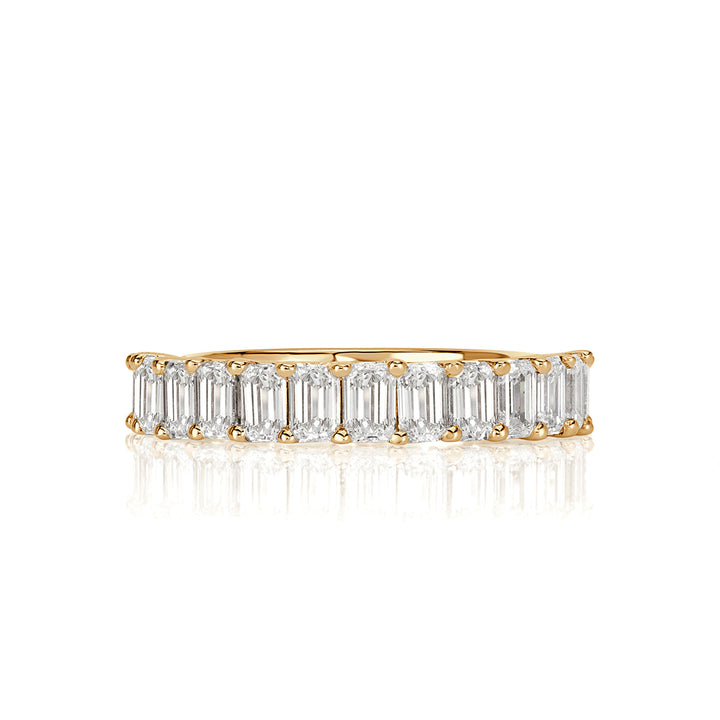 1.28ct Emerald Cut Lab Diamond Wedding Band in 18k Champagne Yellow Gold