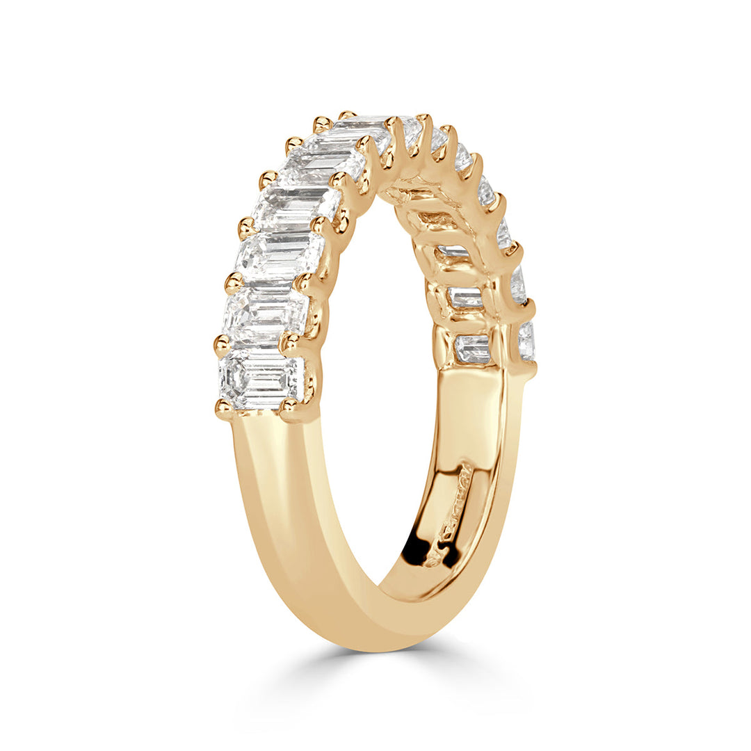 1.28ct Emerald Cut Lab Diamond Wedding Band in 18k Champagne Yellow Gold