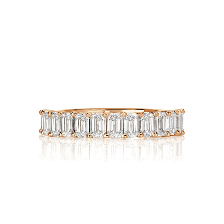 1.28ct Emerald Cut Lab Diamond Wedding Band in 18k Rose Gold