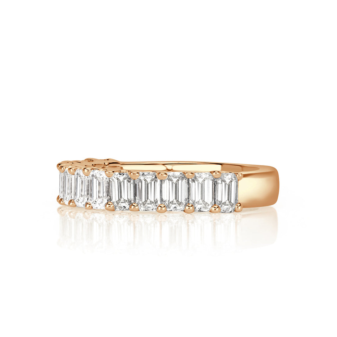 1.28ct Emerald Cut Lab Diamond Wedding Band in 18k Rose Gold