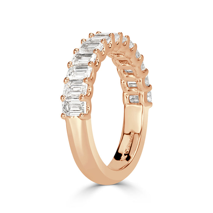 1.28ct Emerald Cut Lab Diamond Wedding Band in 18k Rose Gold