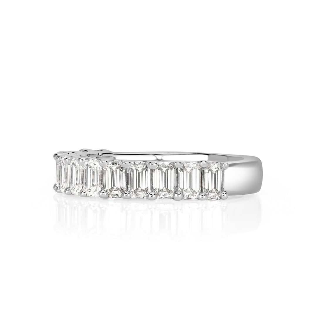 1.28ct Emerald Cut Lab Diamond Wedding Band in 18k White Gold