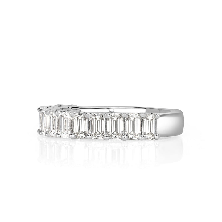 1.28ct Emerald Cut Lab Diamond Wedding Band in 18k White Gold