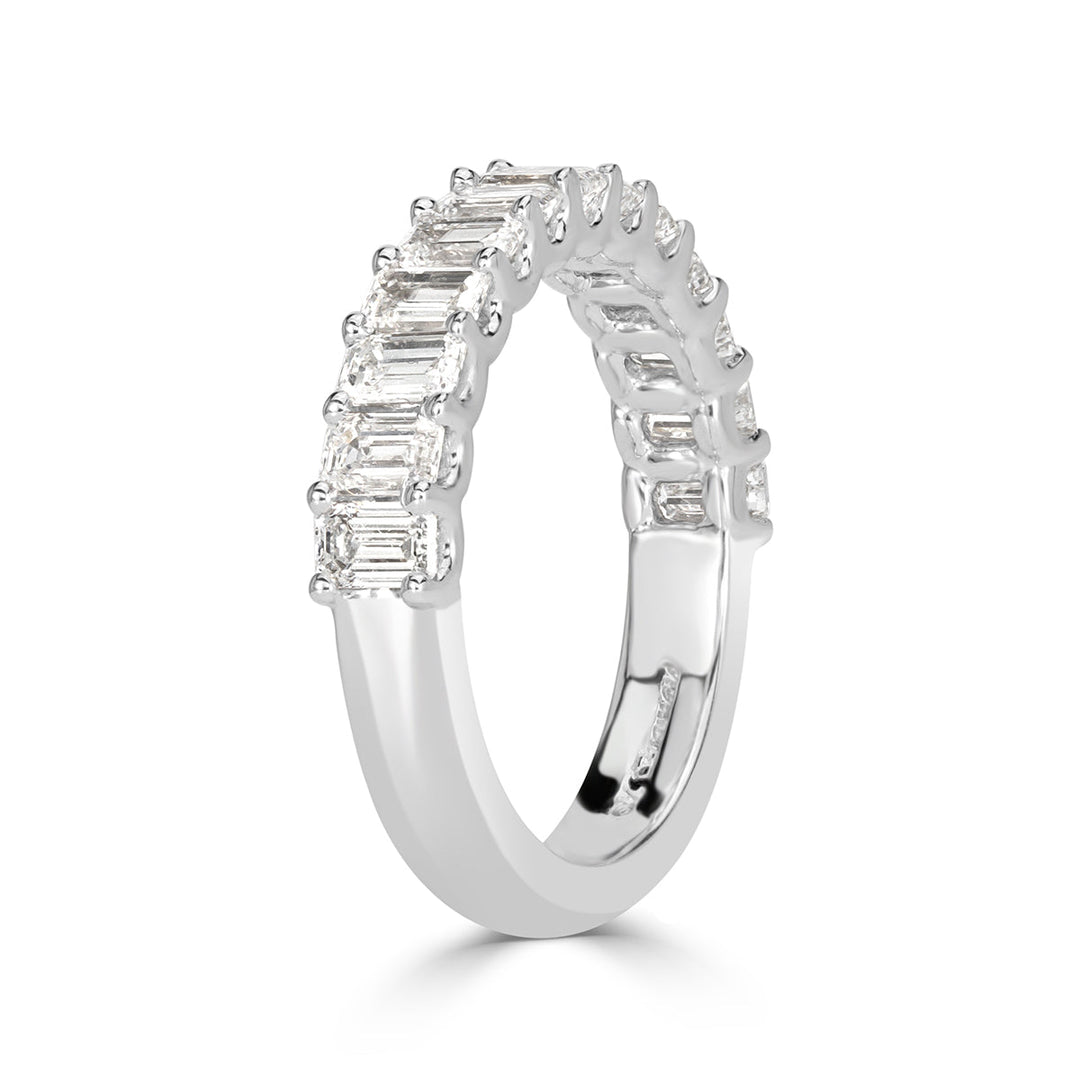 1.28ct Emerald Cut Lab Diamond Wedding Band in 18k White Gold