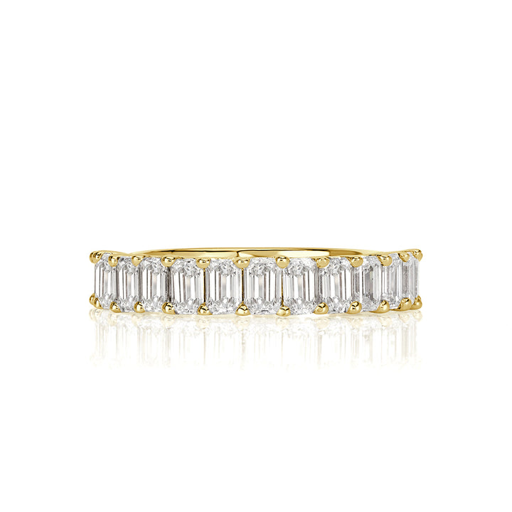 1.28ct Emerald Cut Lab Diamond Wedding Band in 18k Yellow Gold