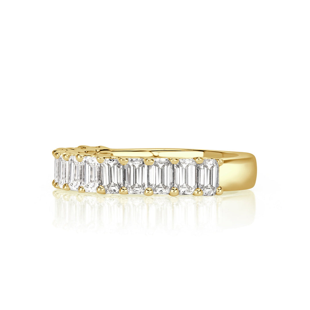 1.28ct Emerald Cut Lab Diamond Wedding Band in 18k Yellow Gold